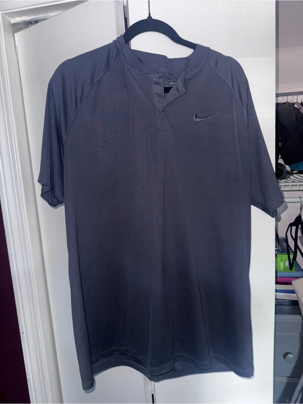 Nike Men's Short Sleeve Henley Polo - Charcoal Gray
